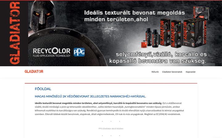 Screenshot of gladiatorbevonat.hu
