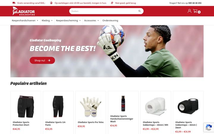 Screenshot of gladiatorgoalkeeping.nl