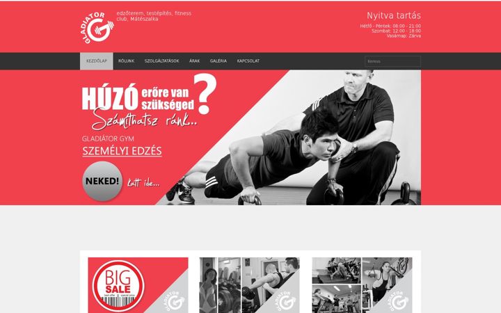 Screenshot of gladiatorgym.hu