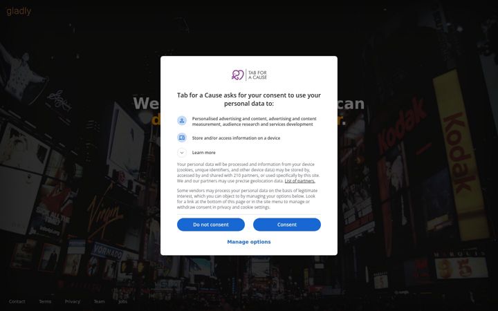 Screenshot of gladly.io