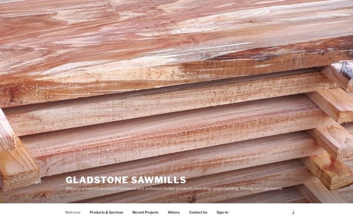 Screenshot of gladstonesawmills.co.uk