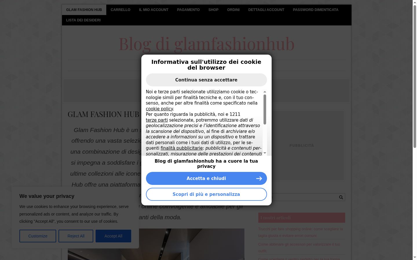 Capture d'écran de la bannière de consentement affichée avant toute interaction