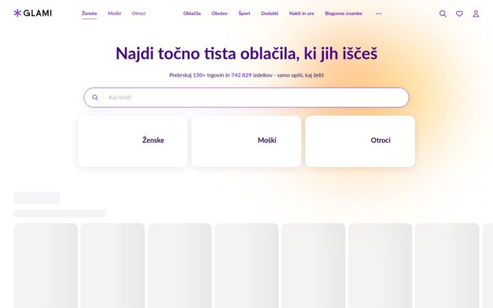 Screenshot stránky glami.si