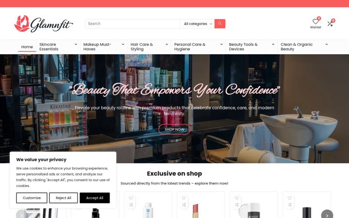 Screenshot of glamnfit.org
