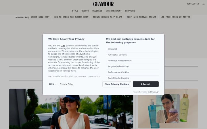 Screenshot von glamour.com