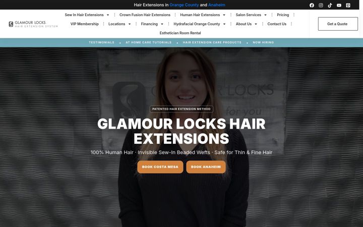 Screenshot of glamourlocks.com