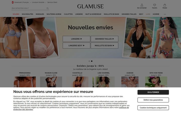 Skærmbillede af glamuse.com