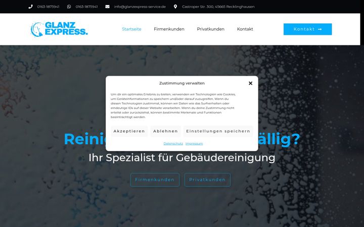 Screenshot stránky glanzexpress-service.de