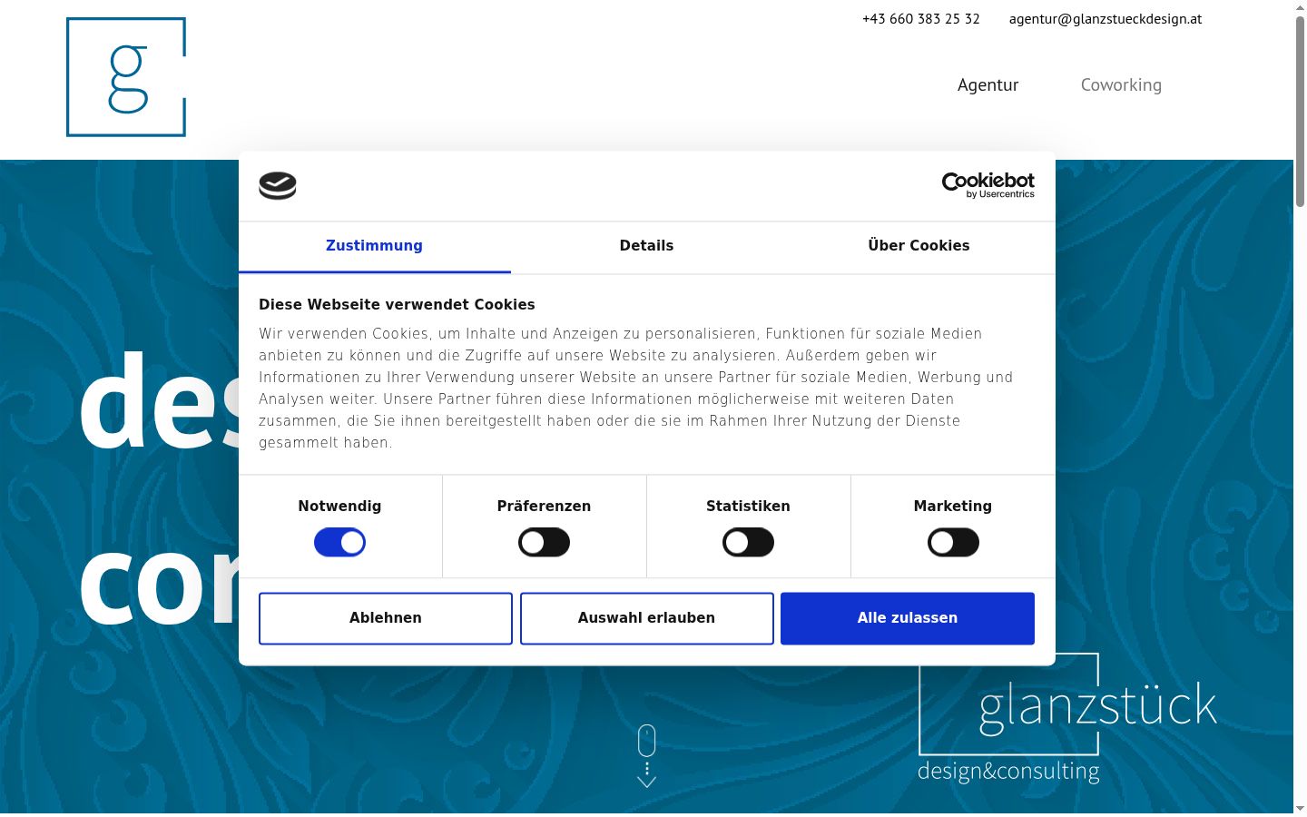 Capture d'écran de la bannière de consentement affichée avant toute interaction