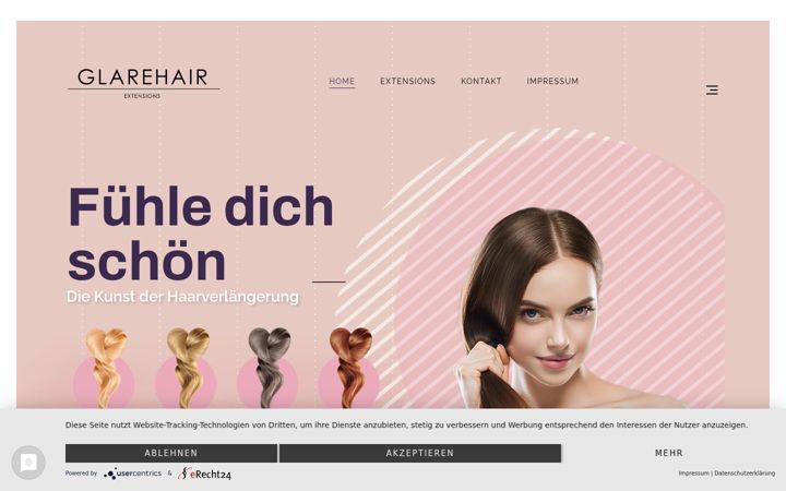 Screenshot of glarehair.com