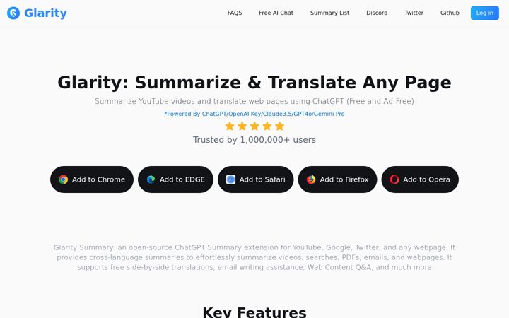 Screenshot of glarity.app