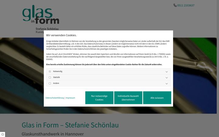 Screenshot of glas-in-form.de