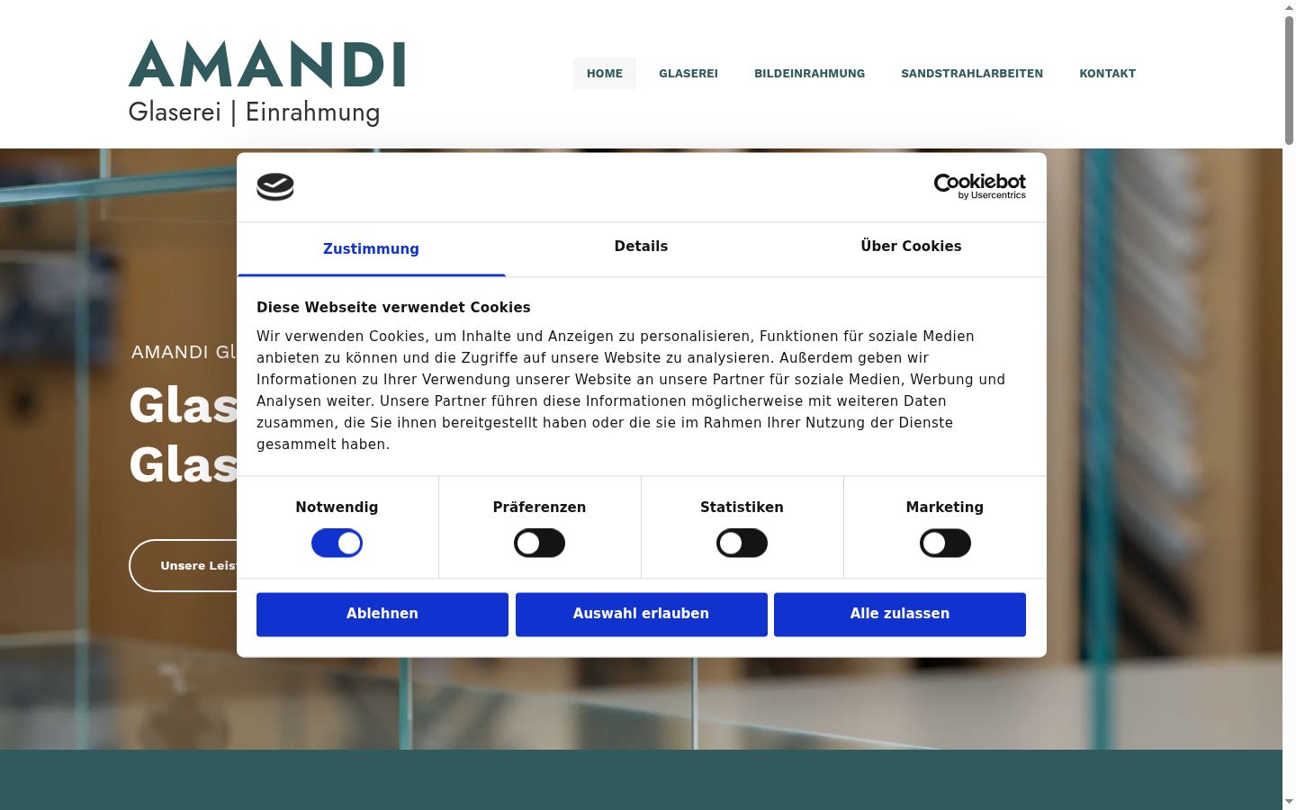 Screenshot del banner di consenso mostrato prima di qualsiasi interazione