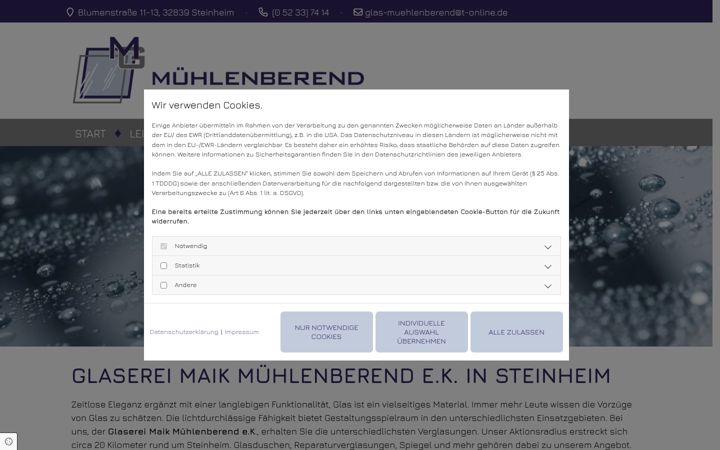 Screenshot di glas-muehlenberend.de