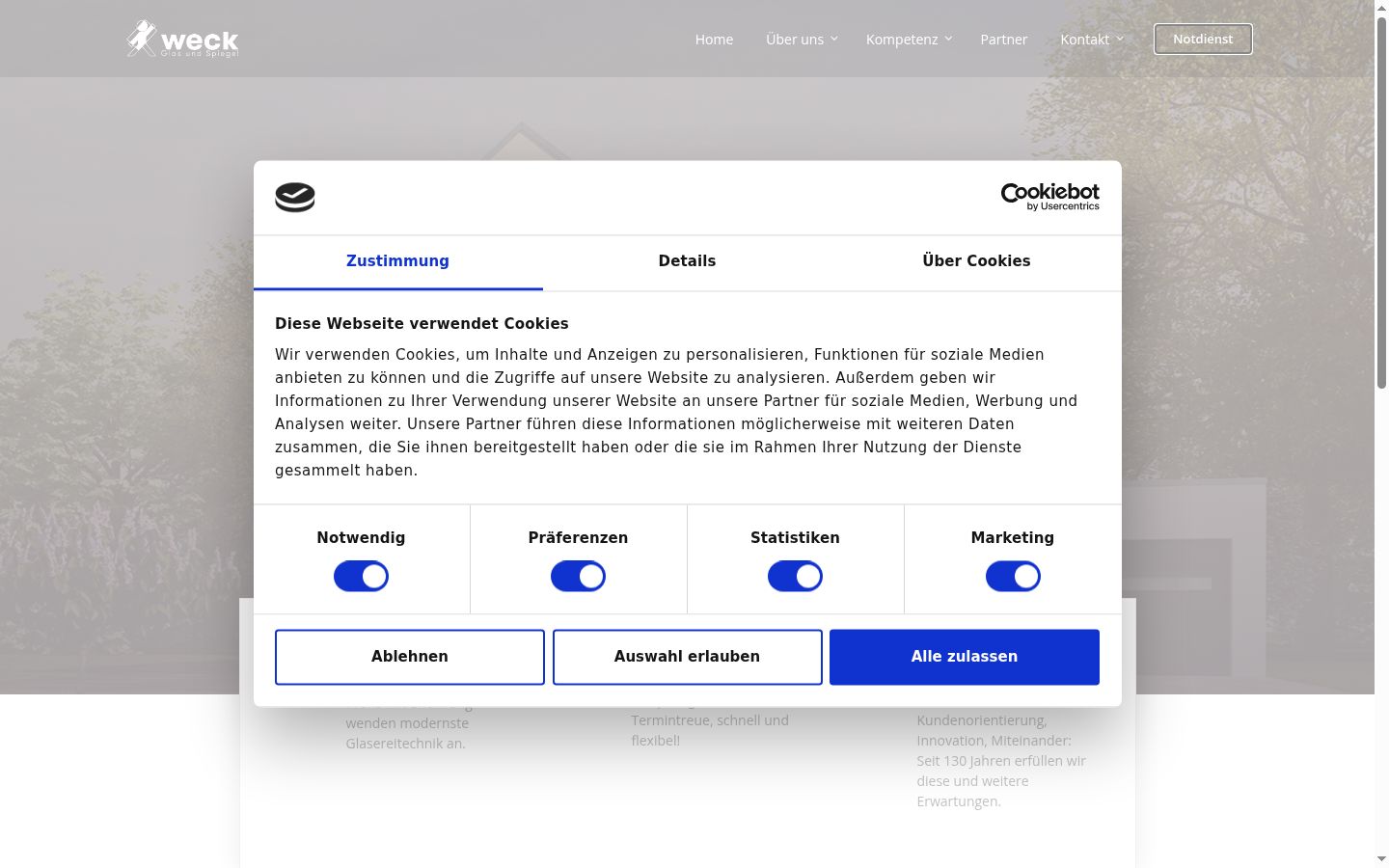 Screenshot του banner συγκατάθεσης που εμφανίστηκε πριν από οποιαδήποτε αλληλεπίδραση