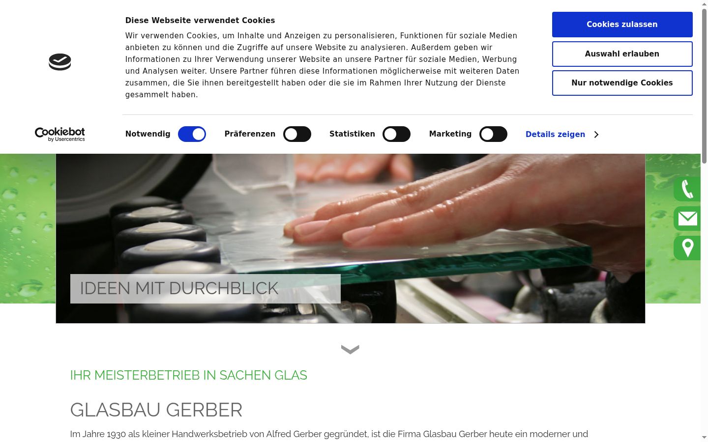Screenshot des Einwilligungsbanners vor jeglicher Interaktion