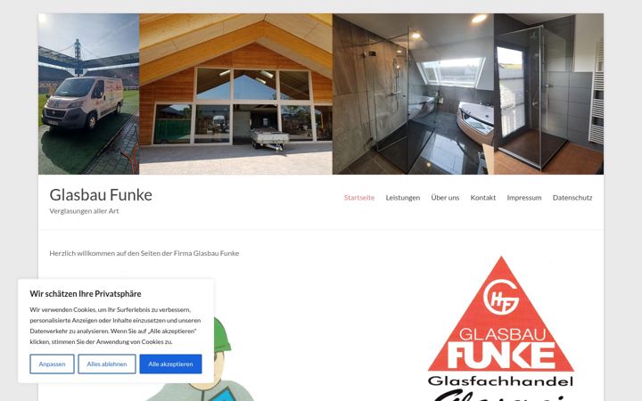 Screenshot of glasbau-funke.de
