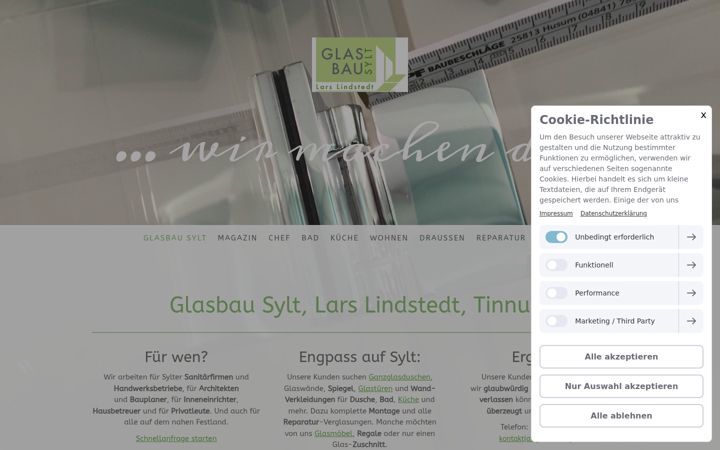 Screenshot of glasbau-sylt.de