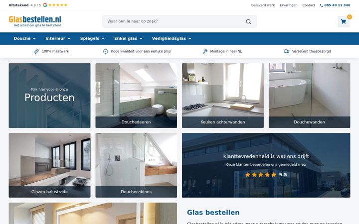 Screenshot of glasbestellen.nl