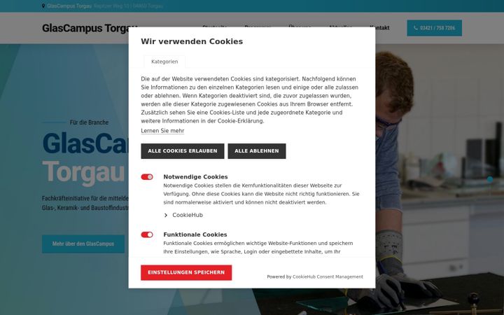 Screenshot of glascampus.de
