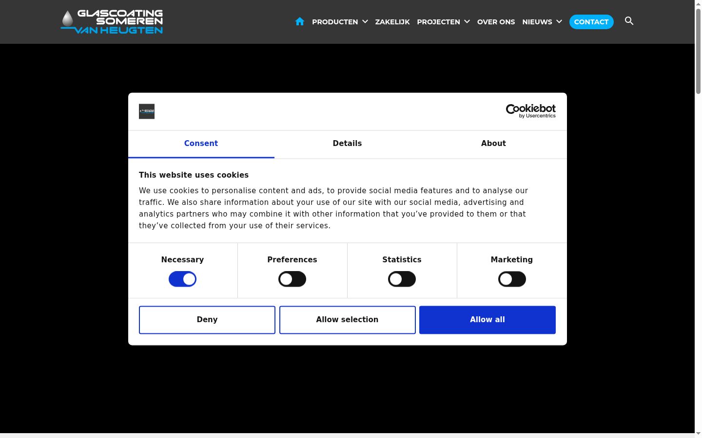 Screenshot of the consent banner shown before any interaction