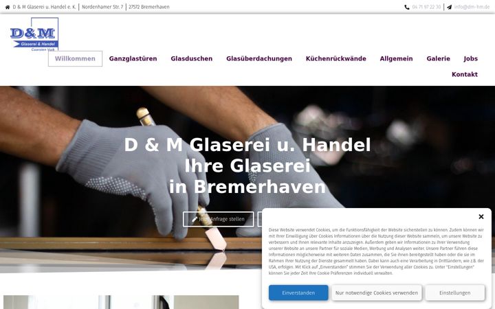 Screenshot of glaserei-bremerhaven.de