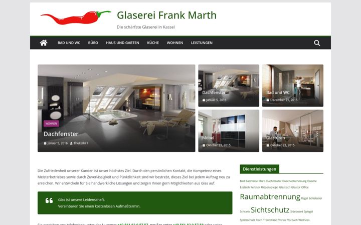 Screenshot of glaserei-marth.de