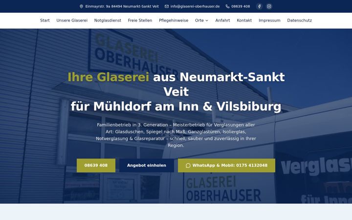 Screenshot of glaserei-oberhauser.de