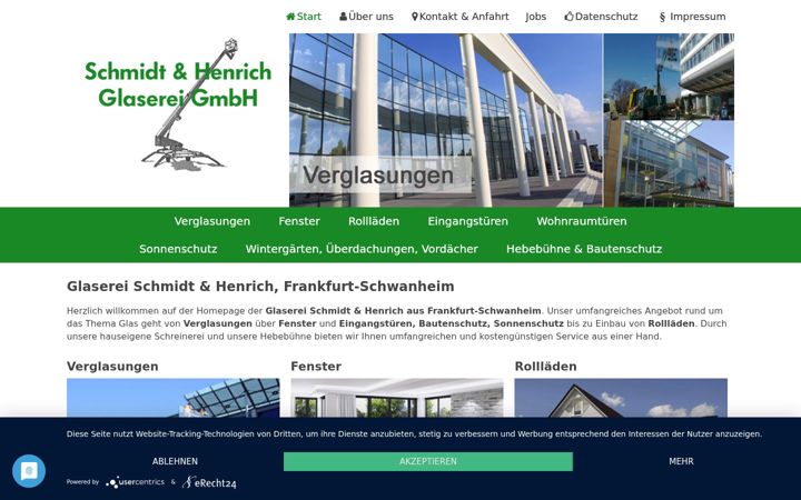 Skærmbillede af glaserei-schmidt-und-henrich.de
