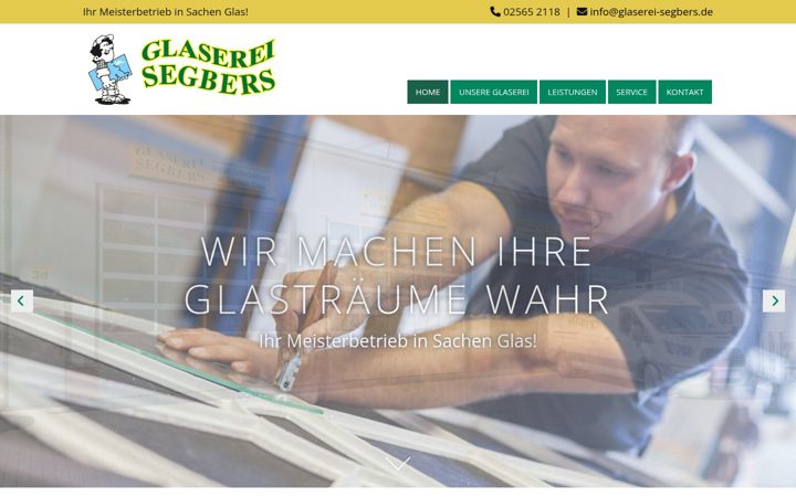 Skærmbillede af glaserei-segbers.de