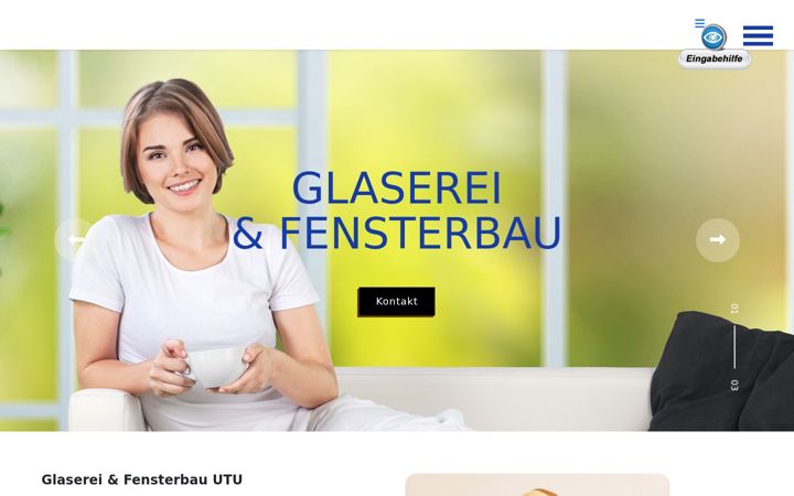 Snímek obrazovky glaserei-utu.de