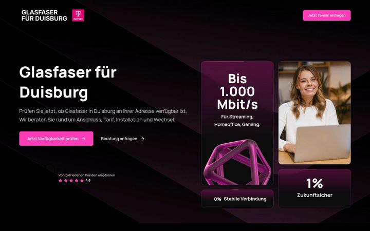Screenshot of glasfaserfuerduisburg.de