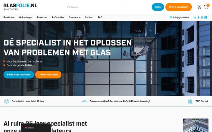 Screenshot of glasfolie.nl