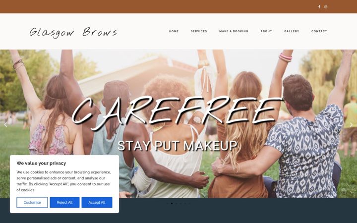 Screenshot of glasgowbrows.com