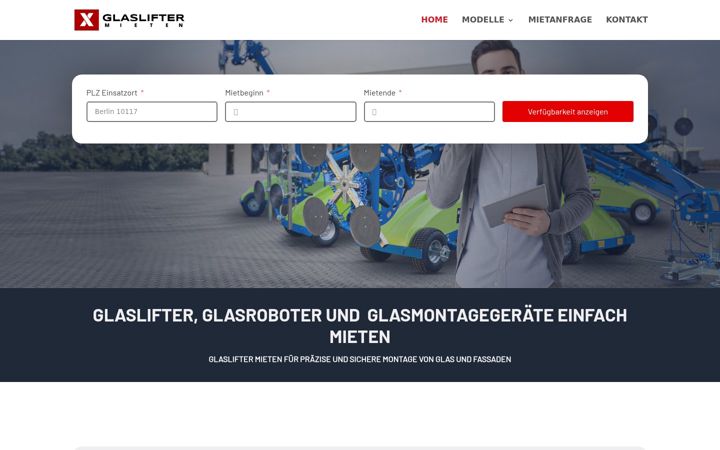 Screenshot of glasliftermieten.de