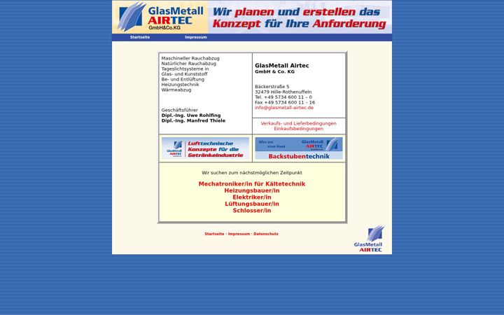 Screenshot of glasmetall-airtec.de