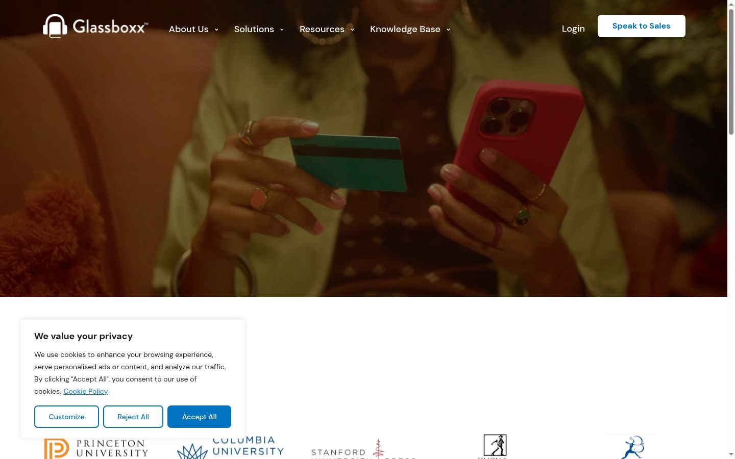 Screenshot of the consent banner shown before any interaction