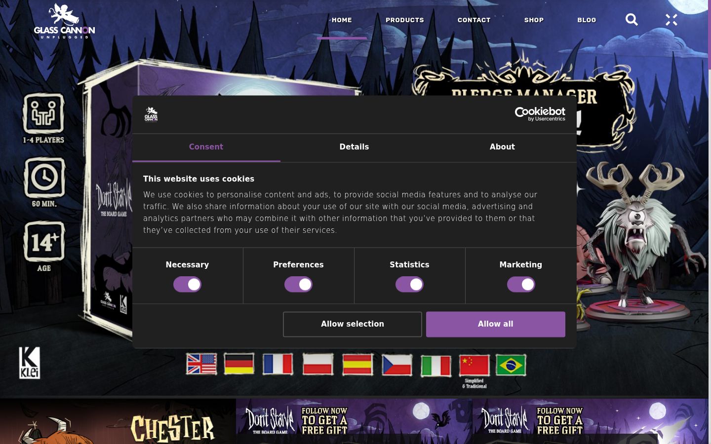Captura de pantalla del banner de consentimiento mostrado antes de cualquier interacción