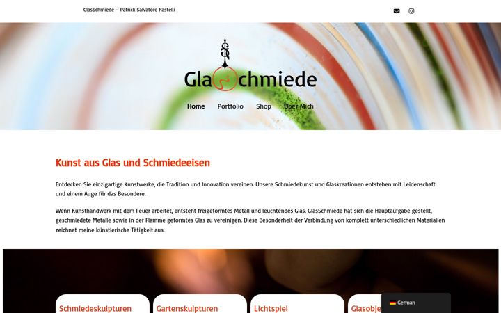 Snímek obrazovky glasschmiede.at