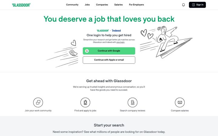 Captură de ecran a glassdoor.com