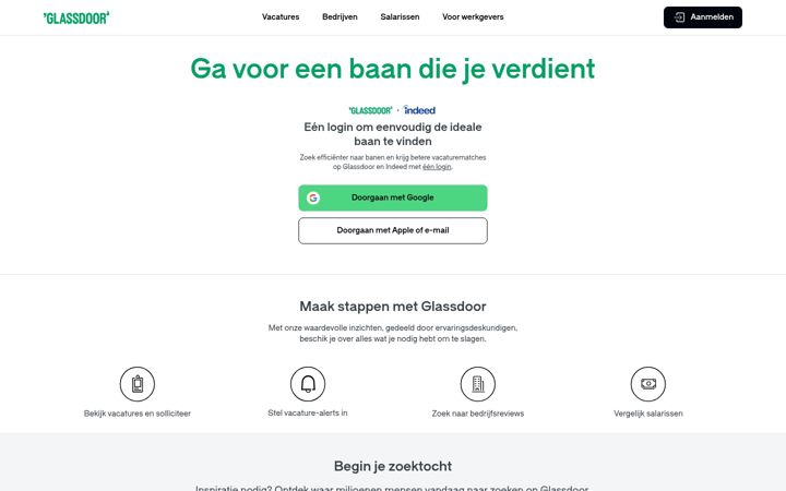 Screenshot of glassdoor.nl