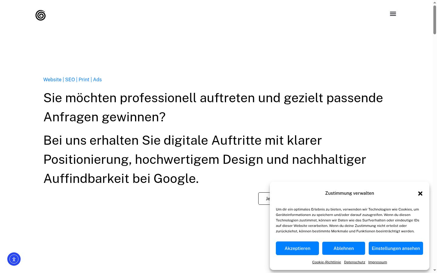 Screenshot del banner di consenso mostrato prima di qualsiasi interazione