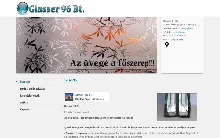 Screenshot of glasser-uvegezes.hu