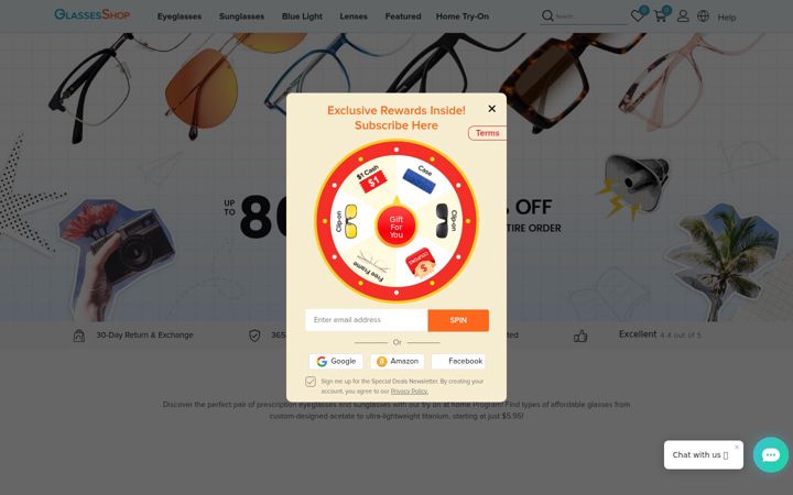 Screenshot of glassesshop.com