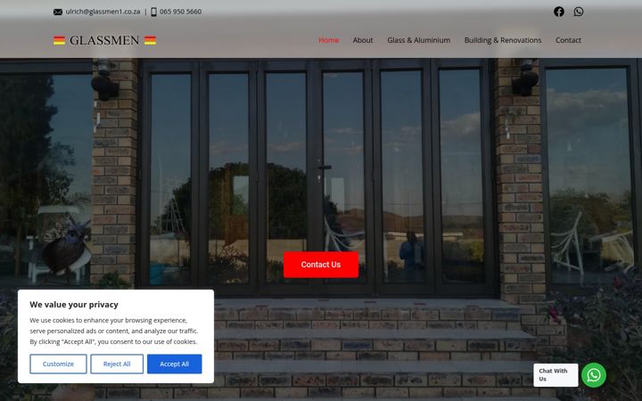 Screenshot of glassmen1.co.za