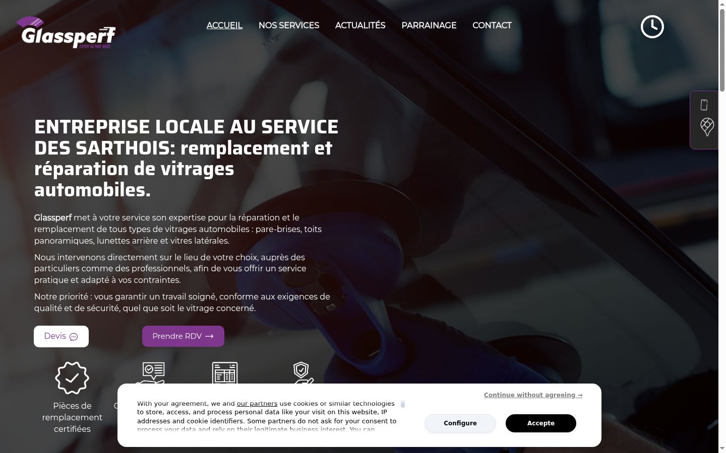 Screenshot del banner di consenso mostrato prima di qualsiasi interazione