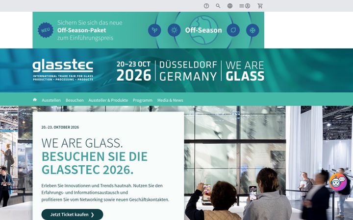 Screenshot of glasstec.de
