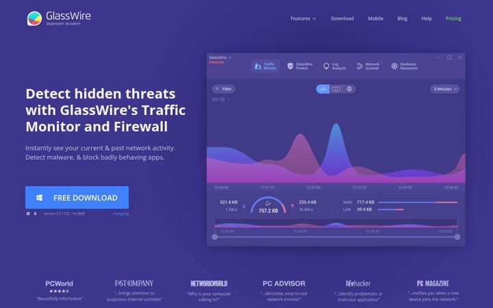 Screenshot of glasswire.com