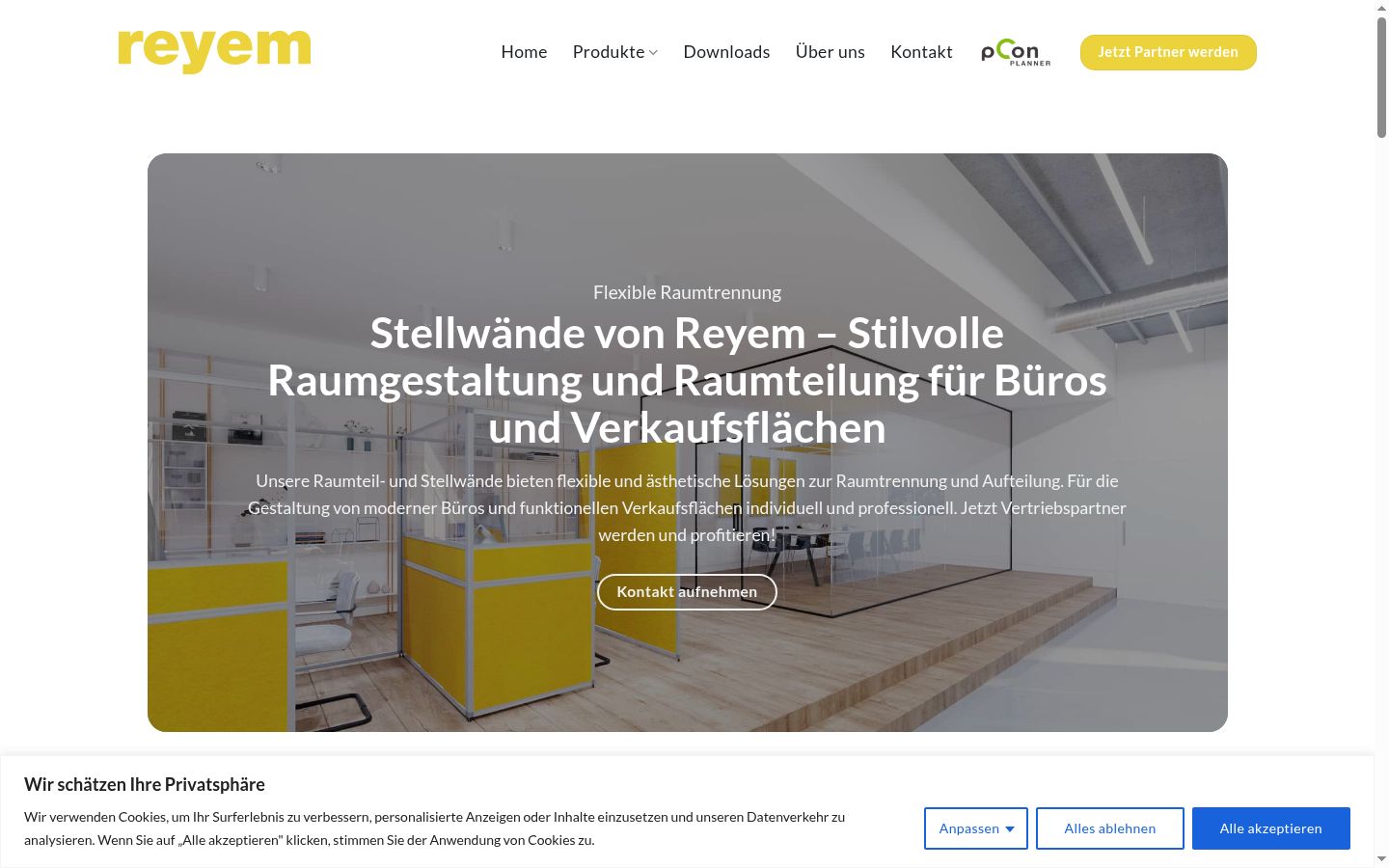 Screenshot des Einwilligungsbanners vor jeglicher Interaktion