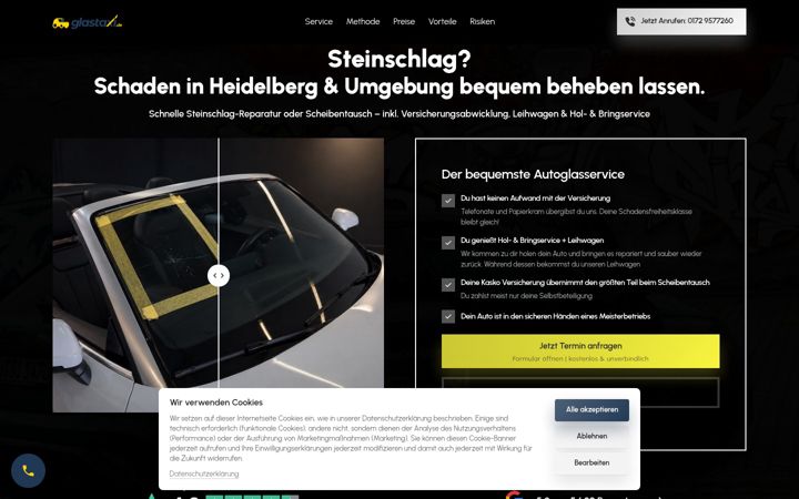 Screenshot of glastaxi.de